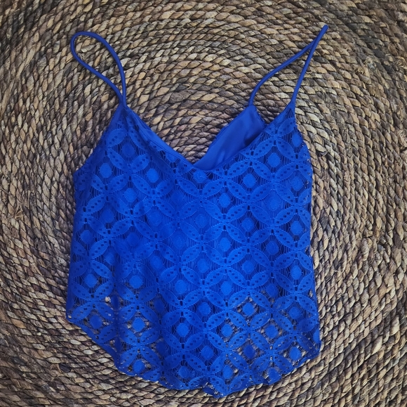 Colbat Blue Lace Crop Top Size XS - Picture 3 of 6